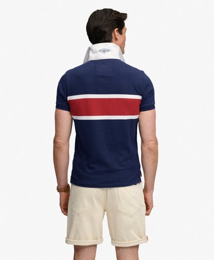 Navy/Red Chest Band Stripe