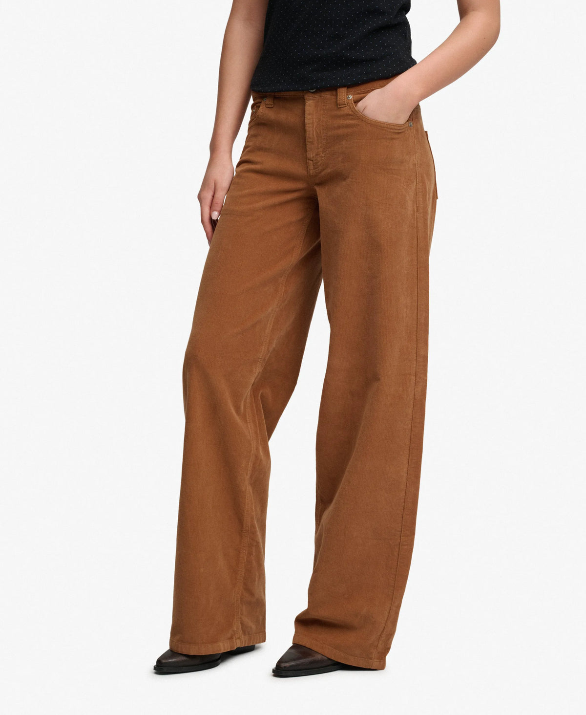 Mid Rise Baggy Corduroy Trousers
