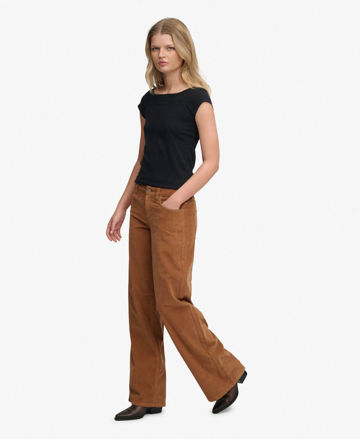 Mid Rise Baggy Corduroy Trousers