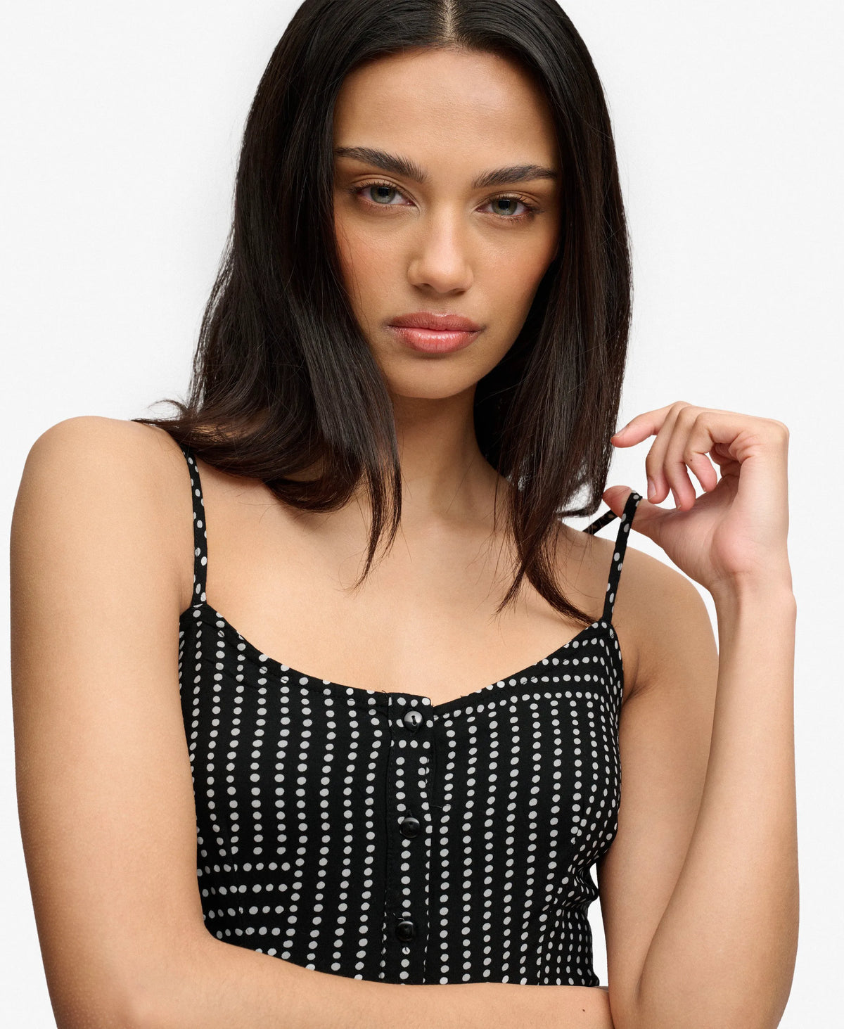 Black Dot Row Print