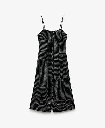 Black Dot Row Print