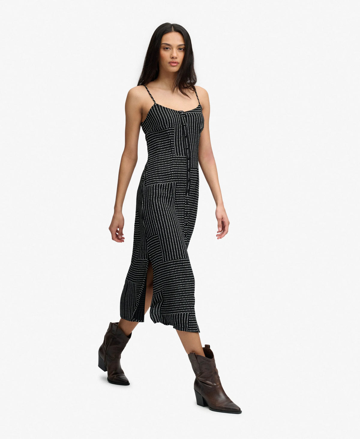 Black Dot Row Print