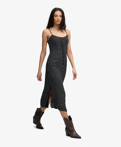 Black Dot Row Print