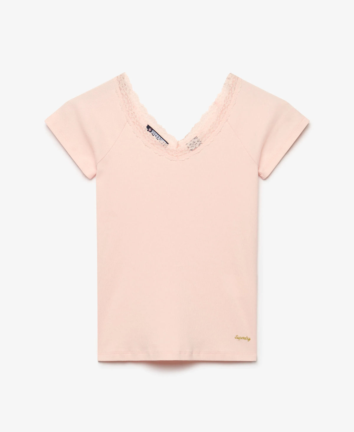Athletic Essential Lace Trim V-Neck T-Shirt