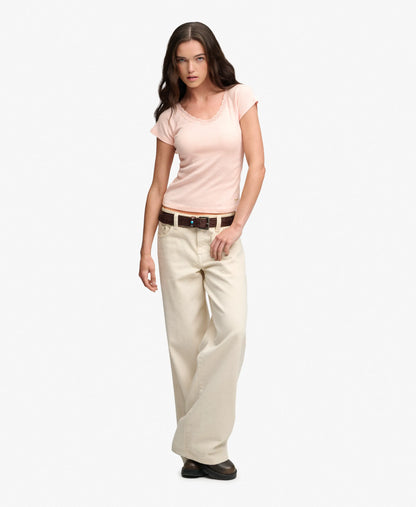 Athletic Essential Lace Trim V-Neck T-Shirt