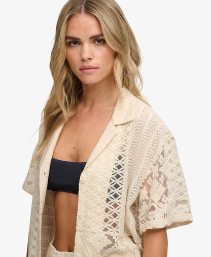 Lace Patchwork Beach Resort Shirt