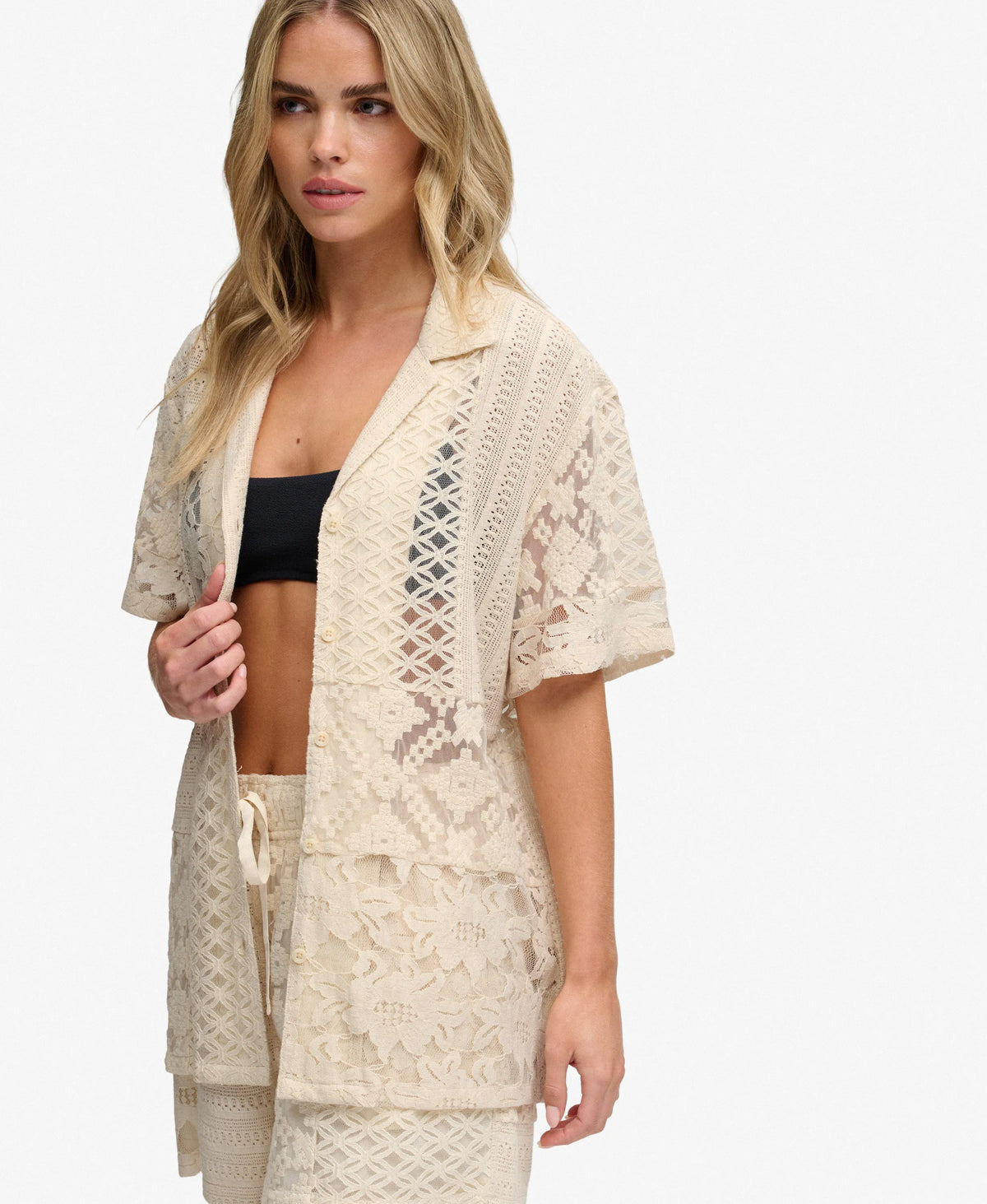 Lace Patchwork Beach Resort Shirt