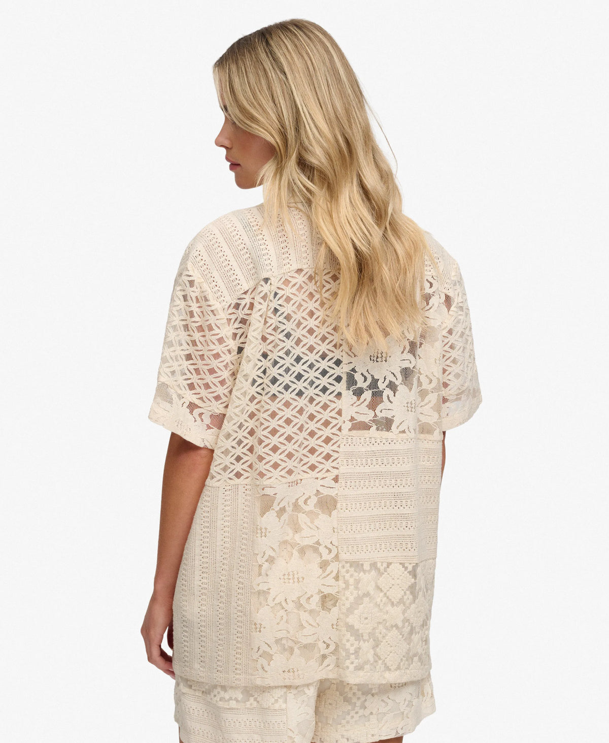 Lace Patchwork Beach Resort Shirt