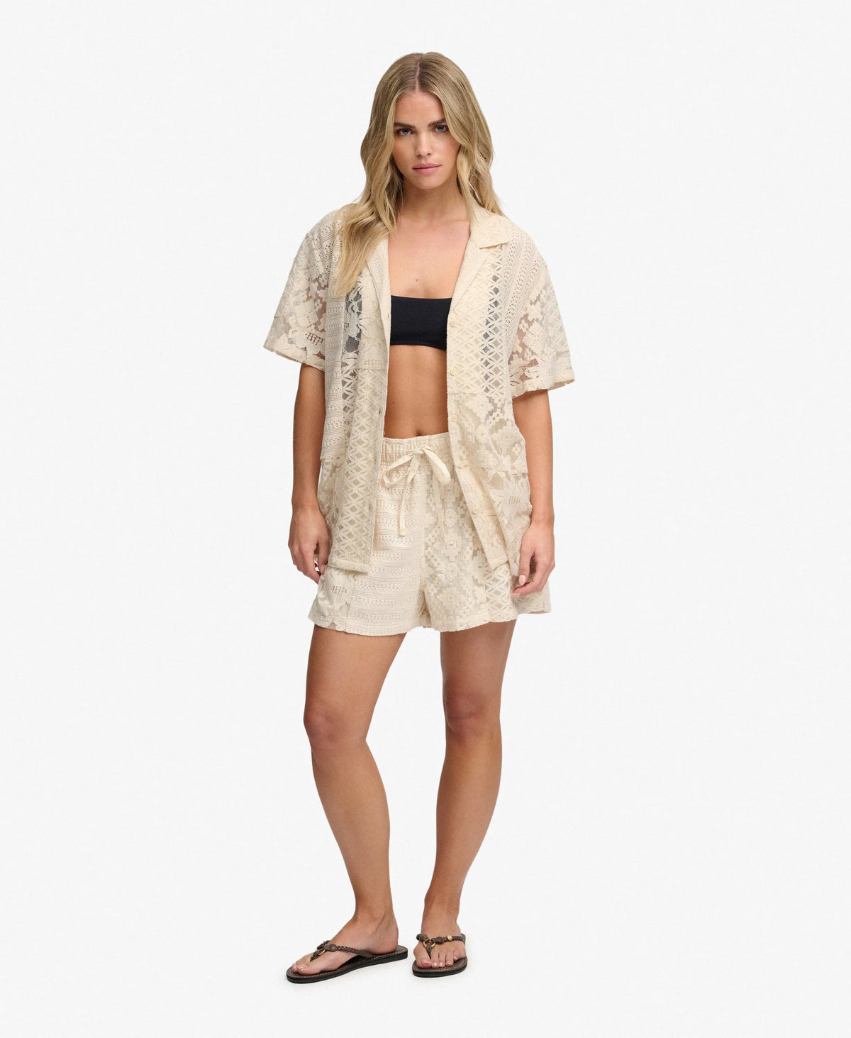 Lace Patchwork Beach Resort Shirt