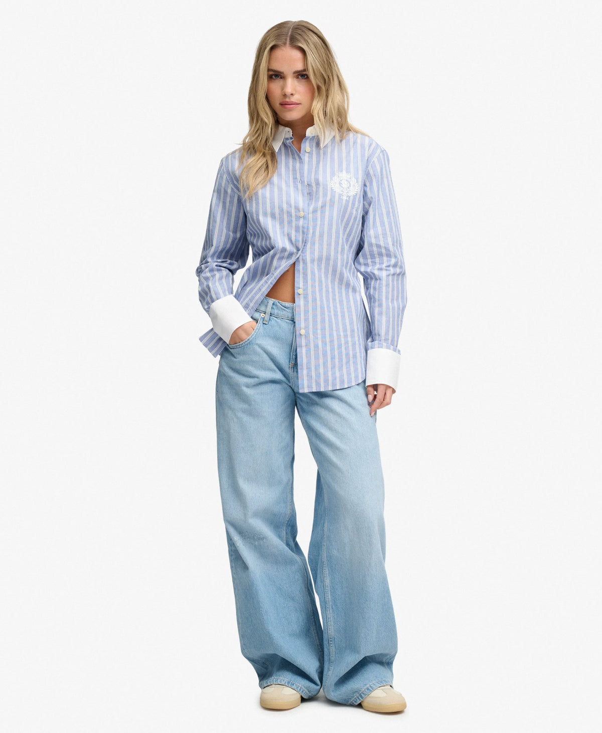 Poplin Cuff Stripe Long Sleeve Shirt