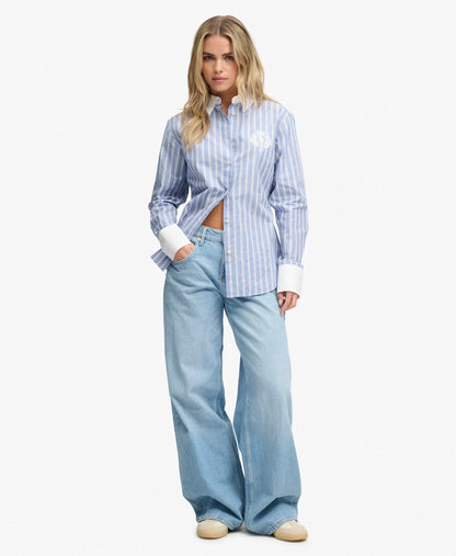 Poplin Cuff Stripe Long Sleeve Shirt