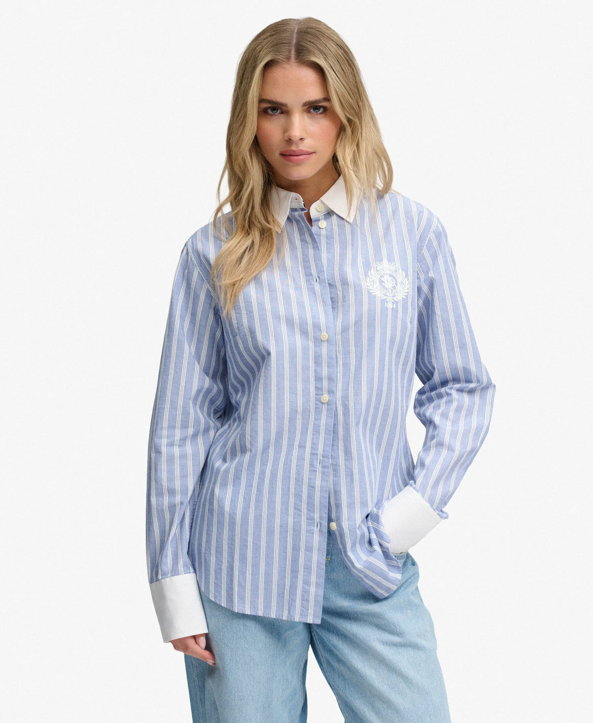 Poplin Cuff Stripe Long Sleeve Shirt