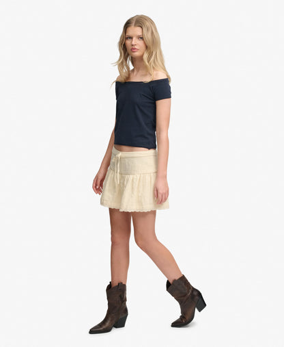 Broderie Trim Mini Skirt