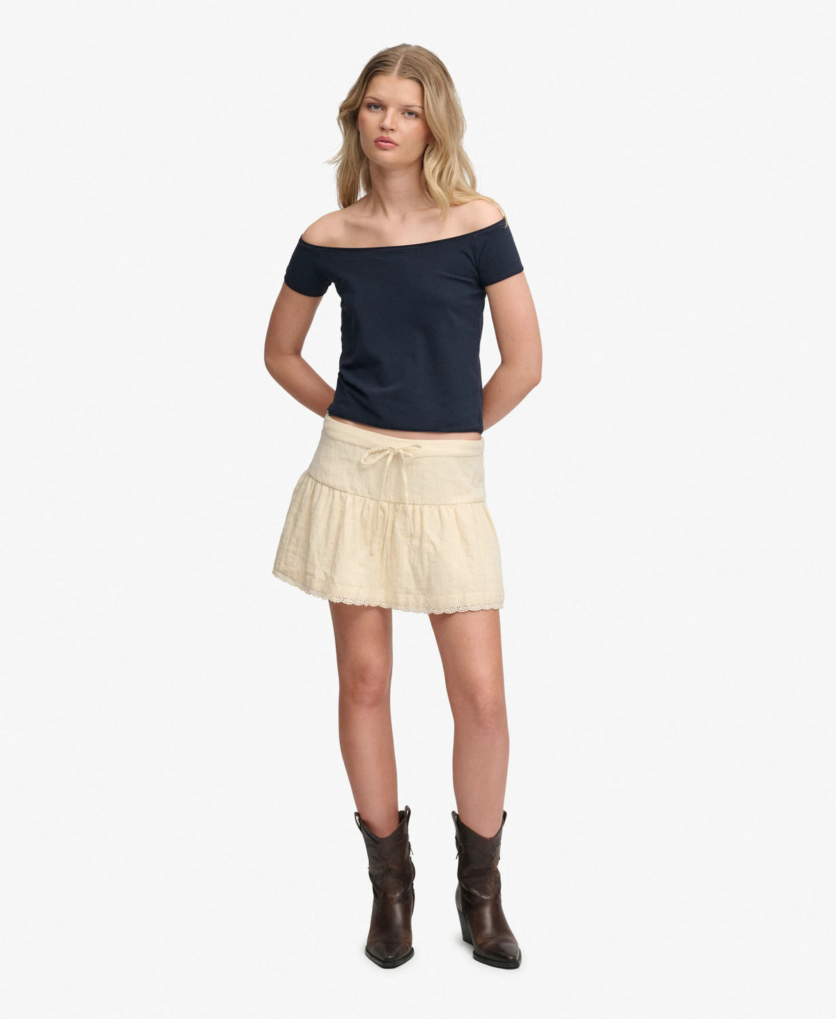 Broderie Trim Mini Skirt