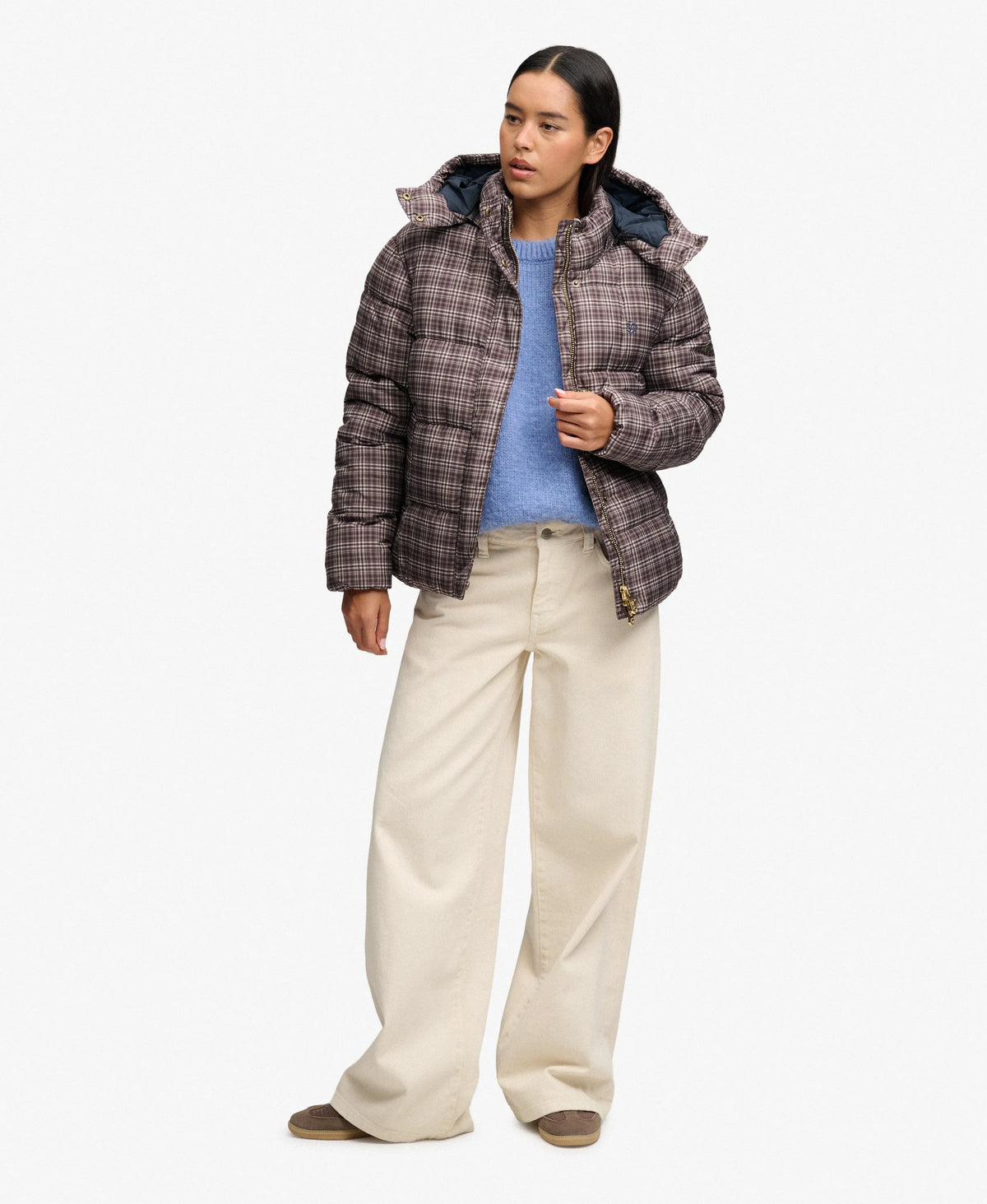 Premium Printed Check Puffer Jacket
