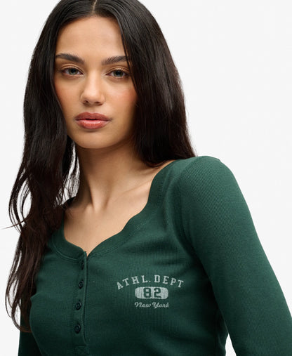 Athletic Button Down Long Sleeve Top