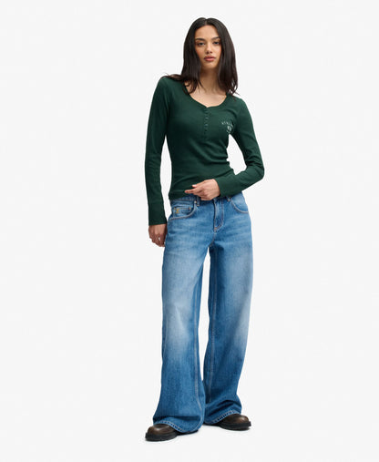 Athletic Button Down Long Sleeve Top