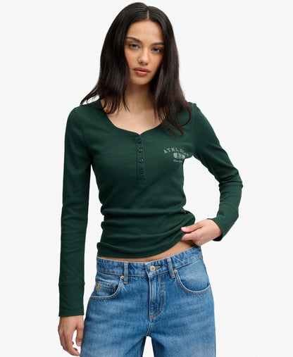 Athletic Button Down Long Sleeve Top
