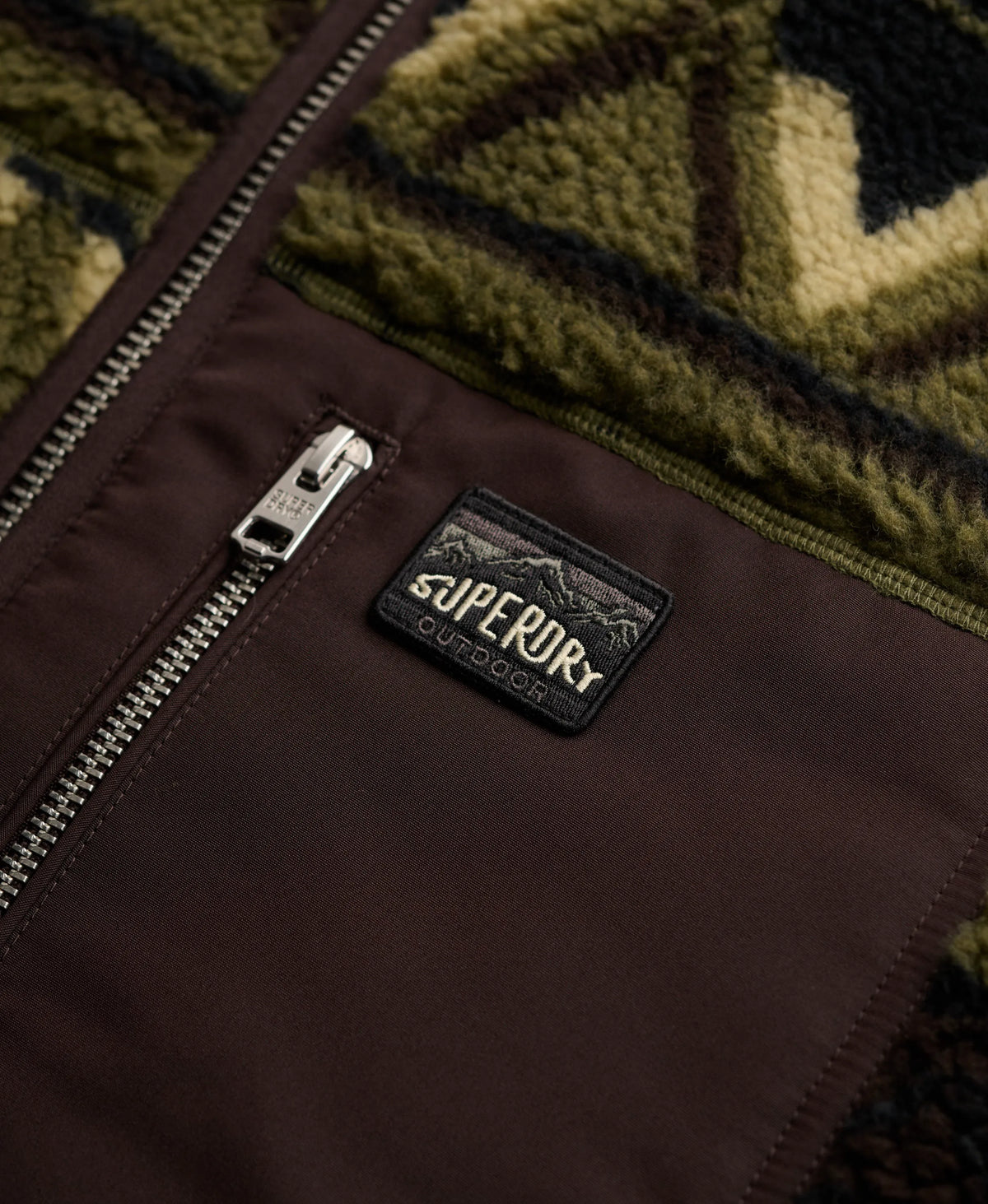 Abstract Fleece Zip Through Jacket