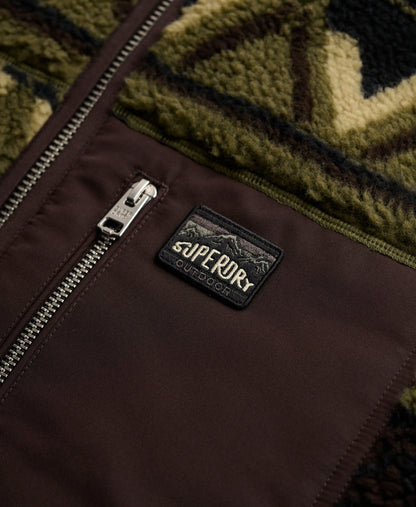 Abstract Fleece Zip Through Jacket