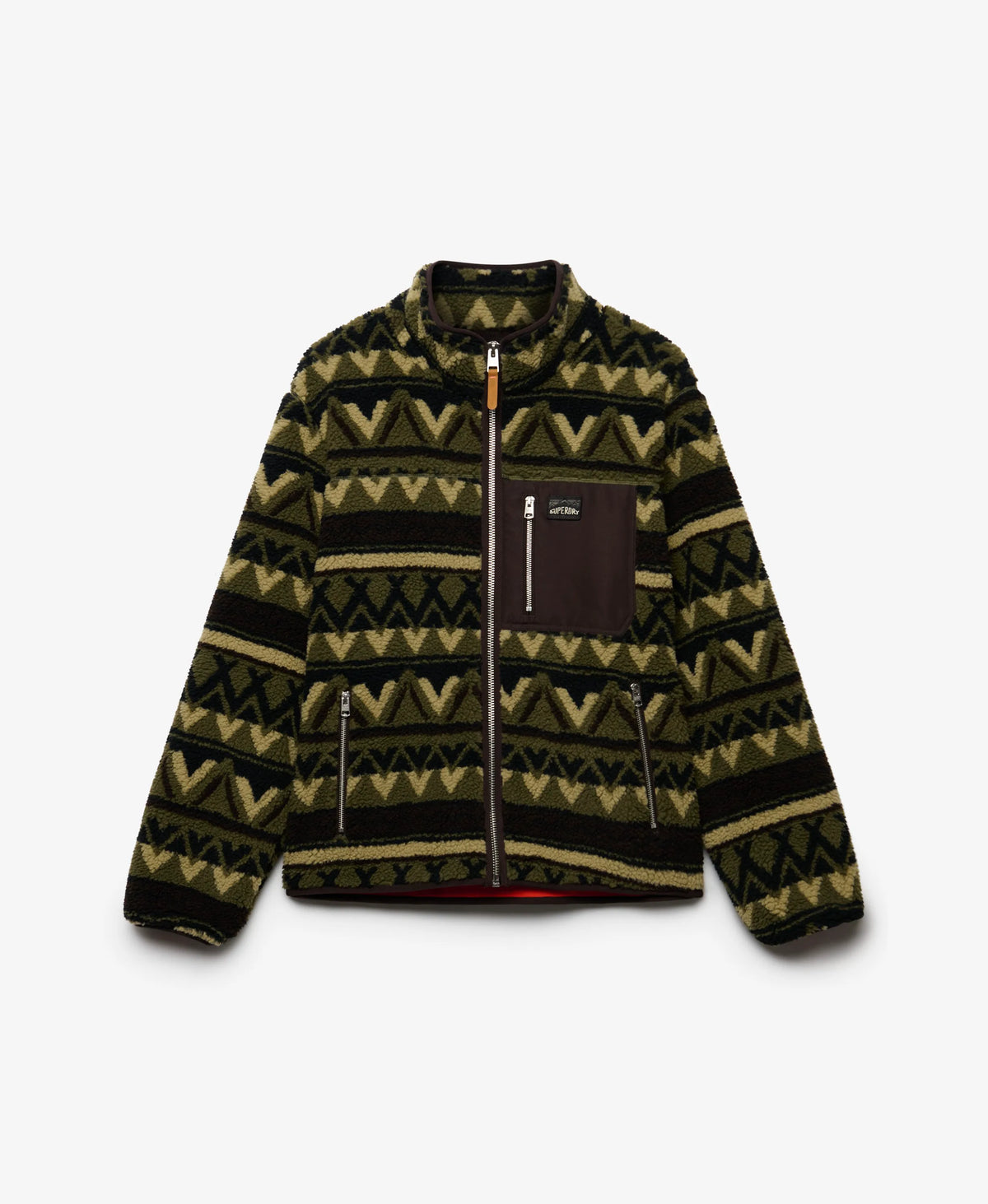 Abstract Fleece Zip Through Jacket