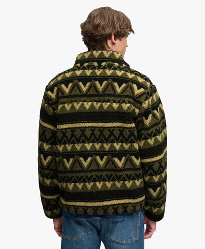 Abstract Fleece Zip Through Jacket