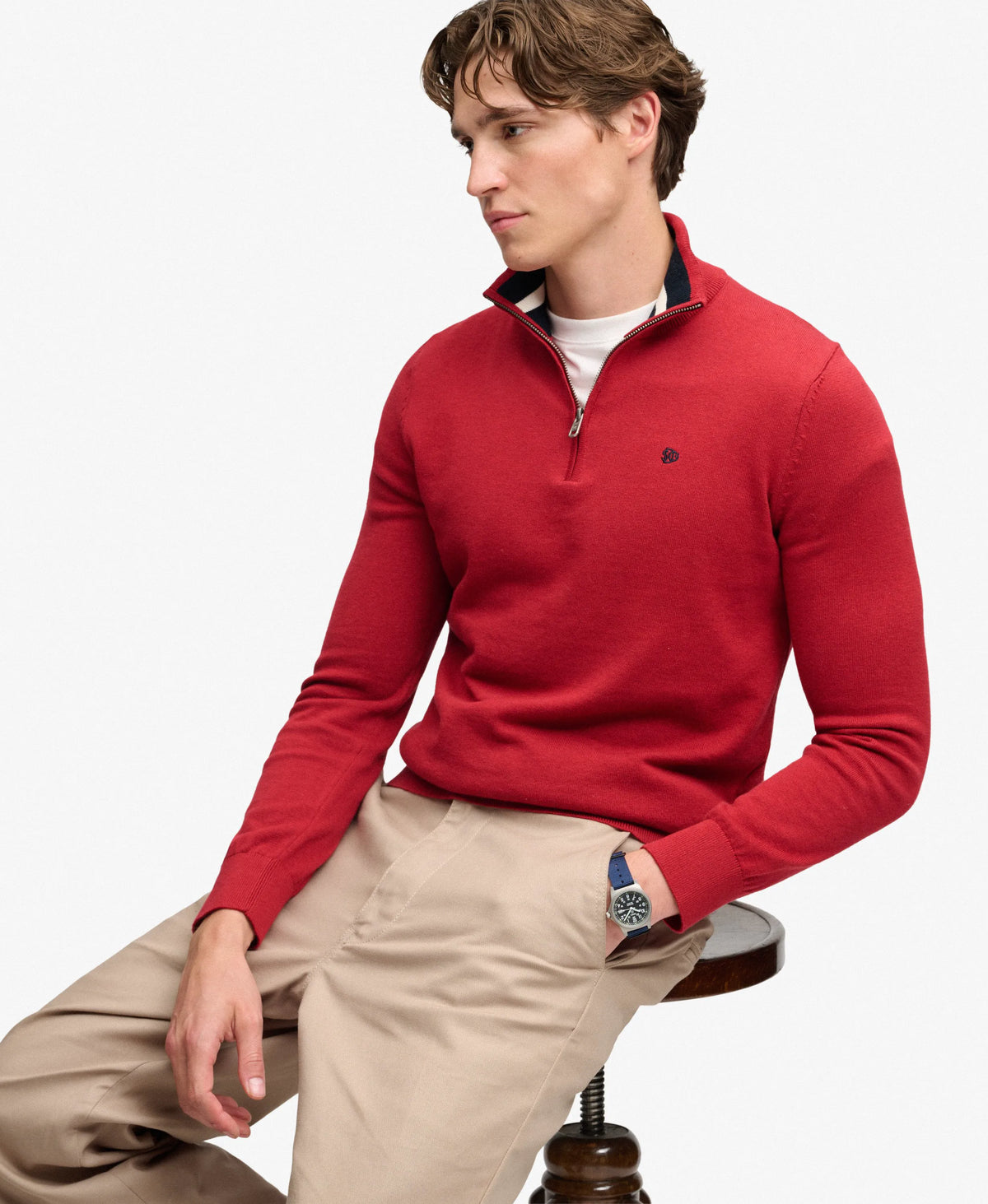 Preppy Essential Cotton Half Zip Jumper