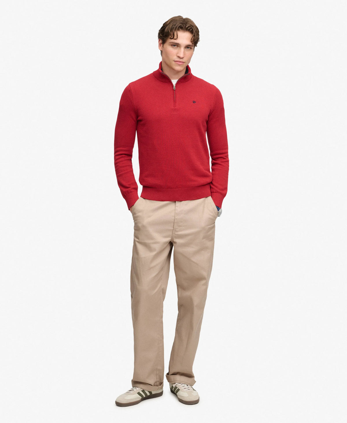 Preppy Essential Cotton Half Zip Jumper