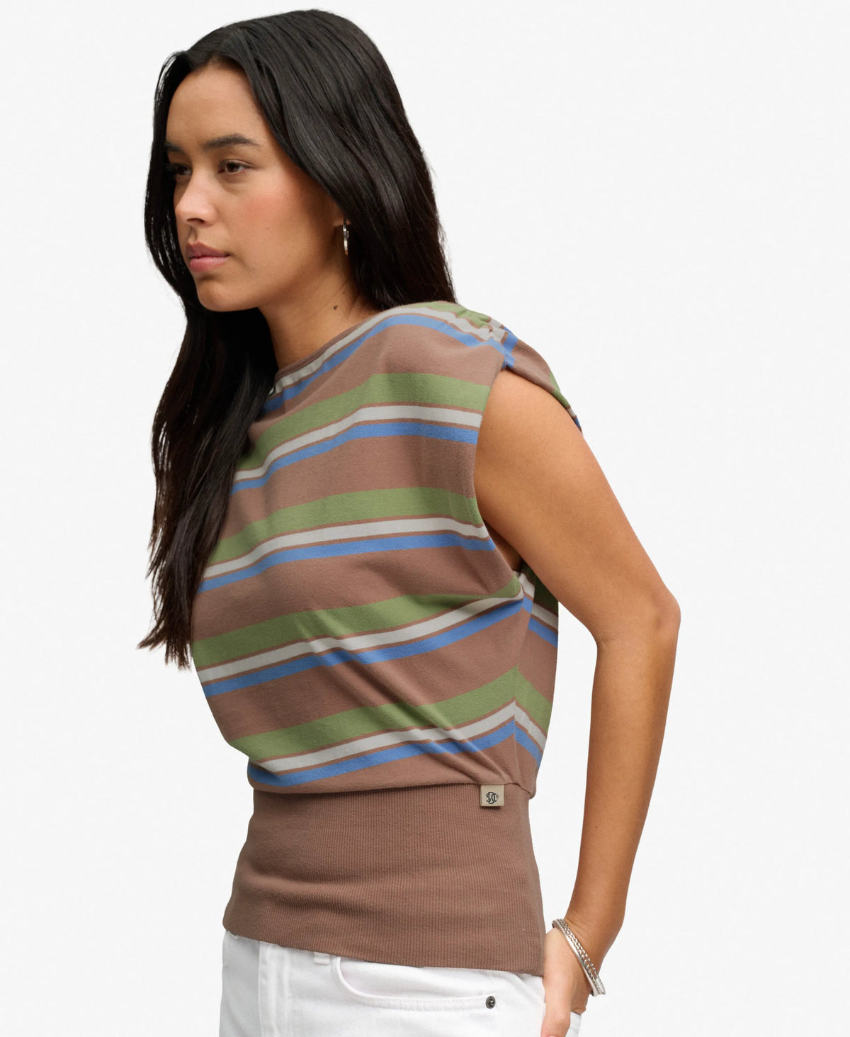 Deep Rib Stripe Bardot Top