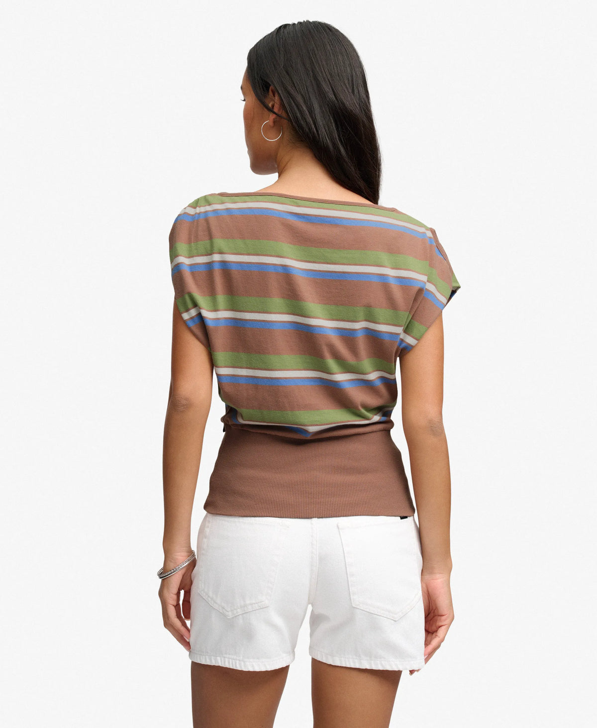 Deep Rib Stripe Bardot Top