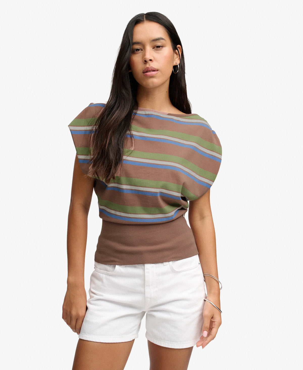 Deep Rib Stripe Bardot Top