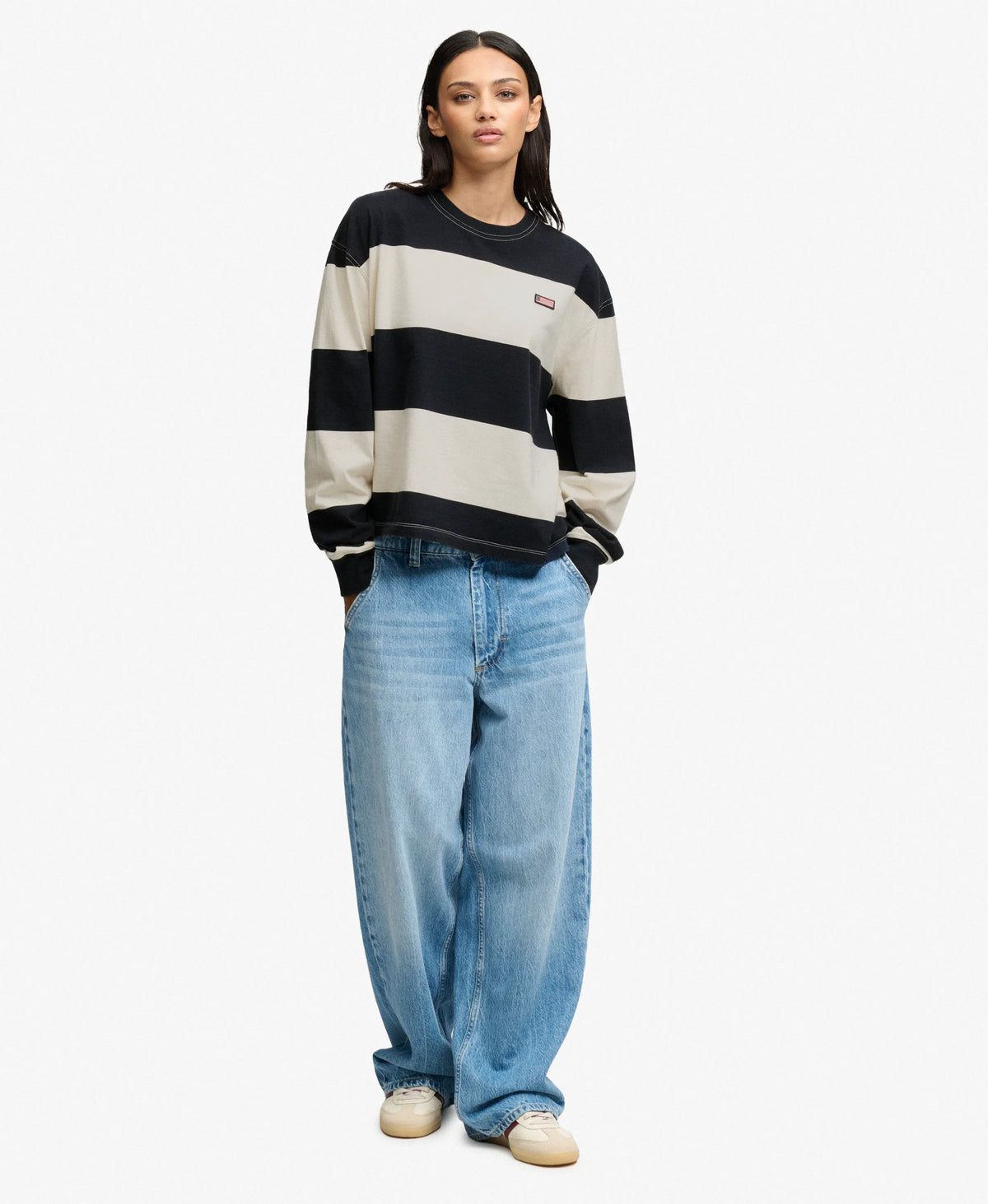 Athletic Essentials Stripe Slouchy Sweatshirt