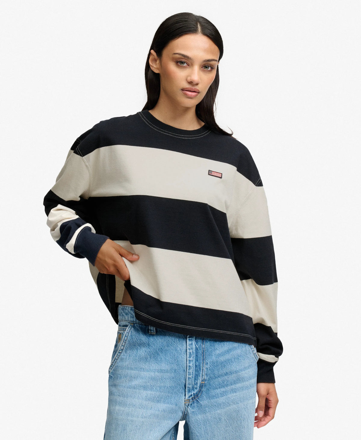 Athletic Essentials Stripe Slouchy Sweatshirt