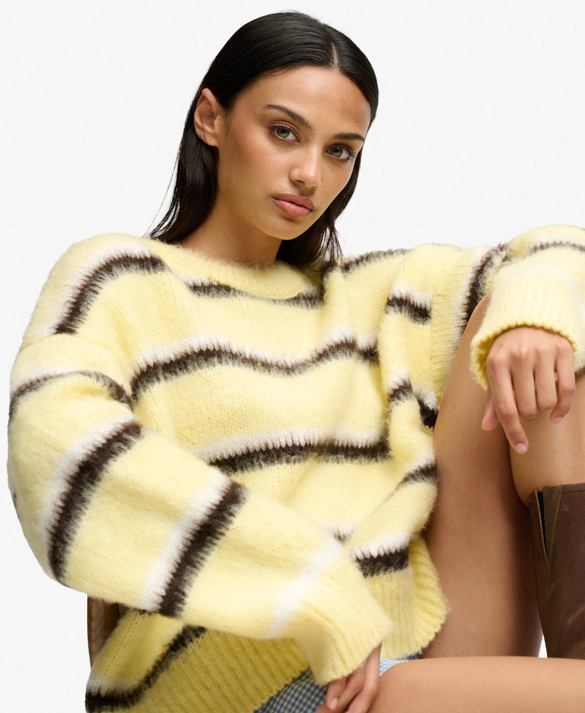 Butter Yellow Brown Stripe