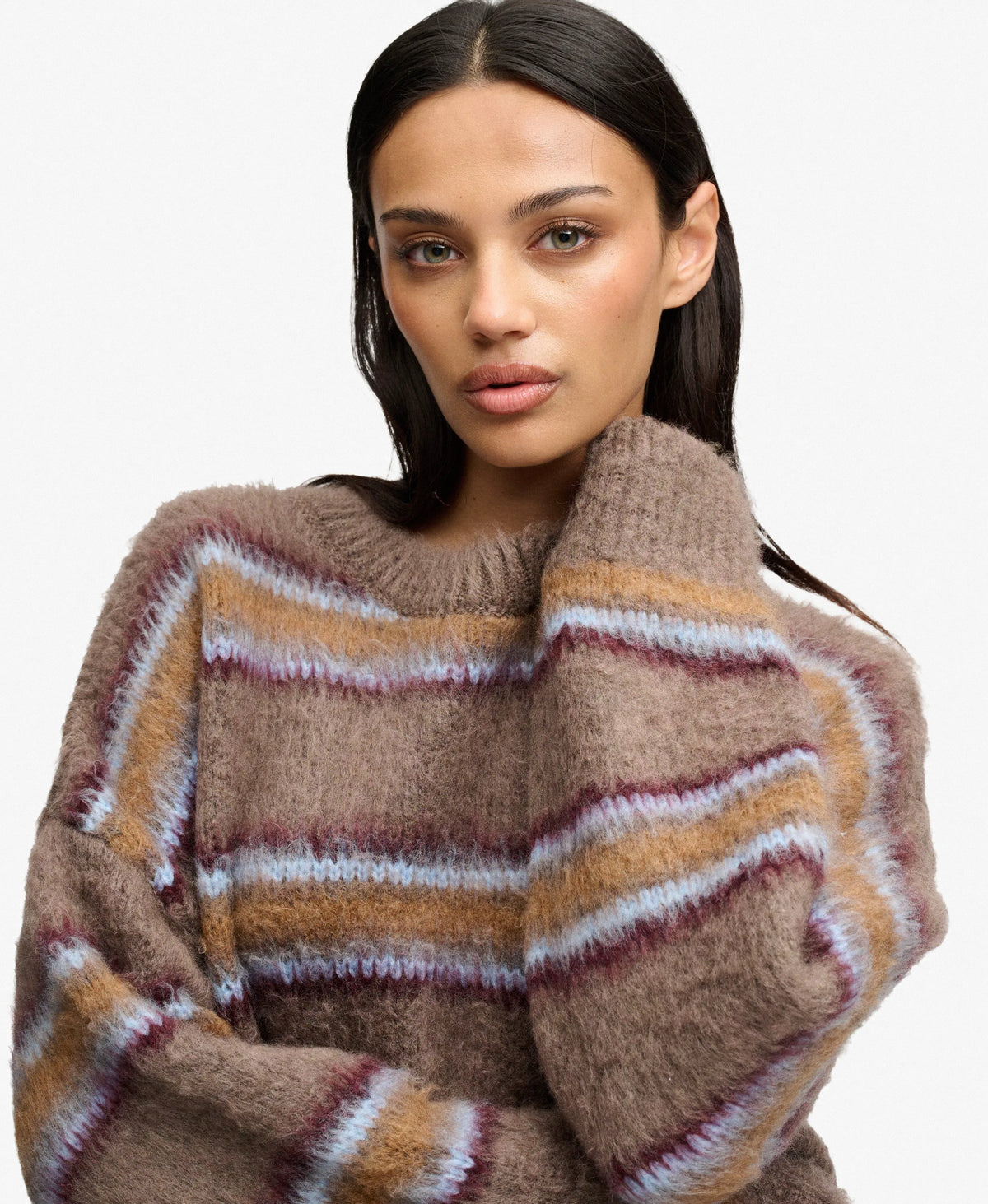 Brown Burgundy Blue Stripe