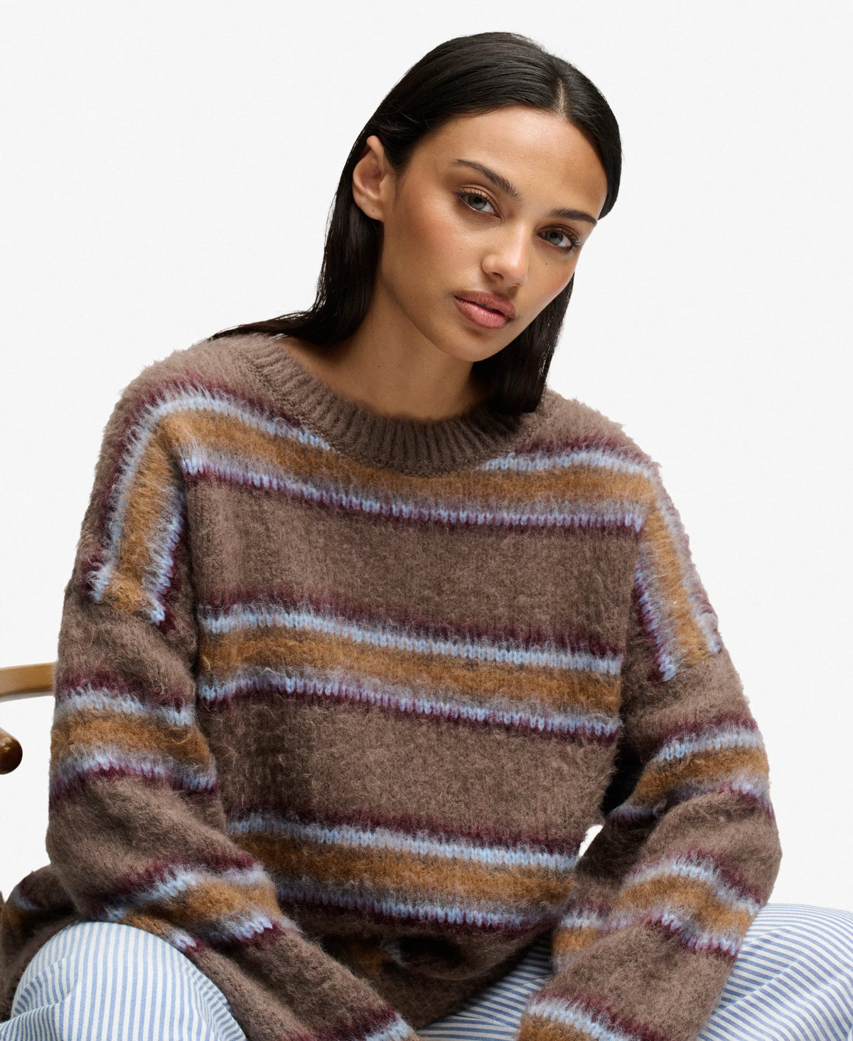 Brown Burgundy Blue Stripe