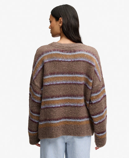 Brown Burgundy Blue Stripe
