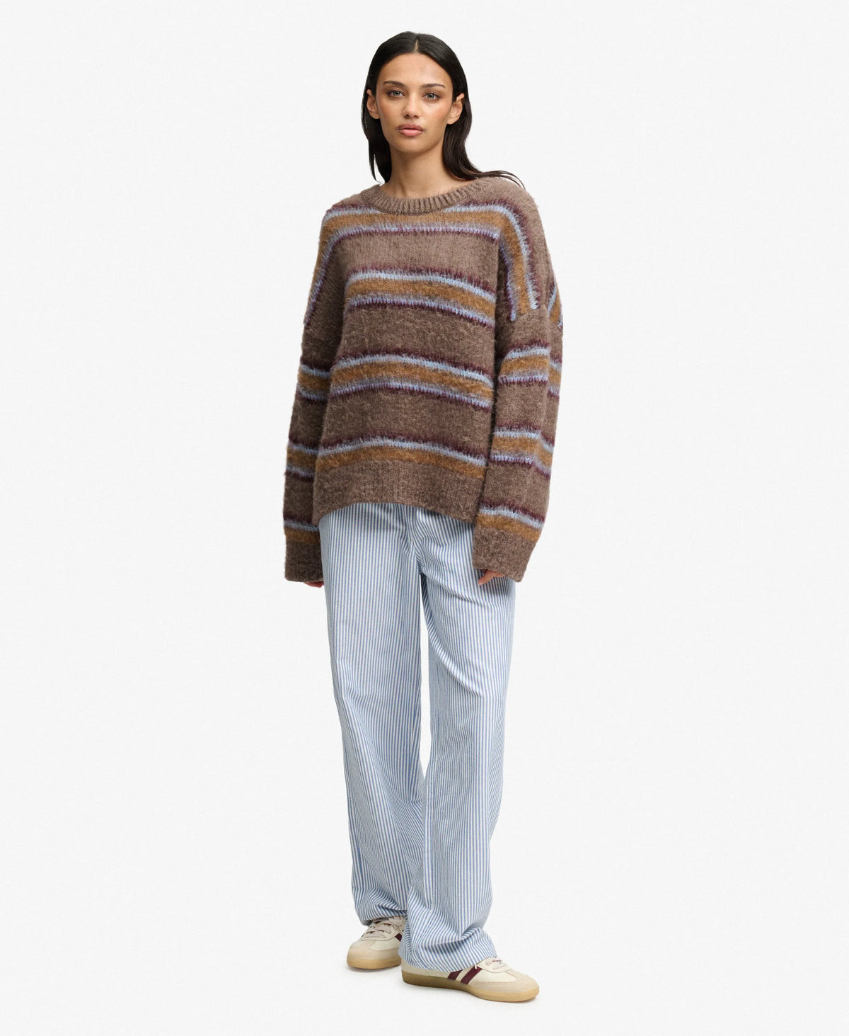 Brown Burgundy Blue Stripe