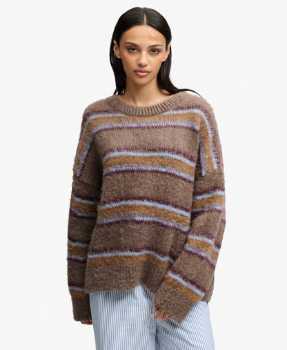 Brown Burgundy Blue Stripe