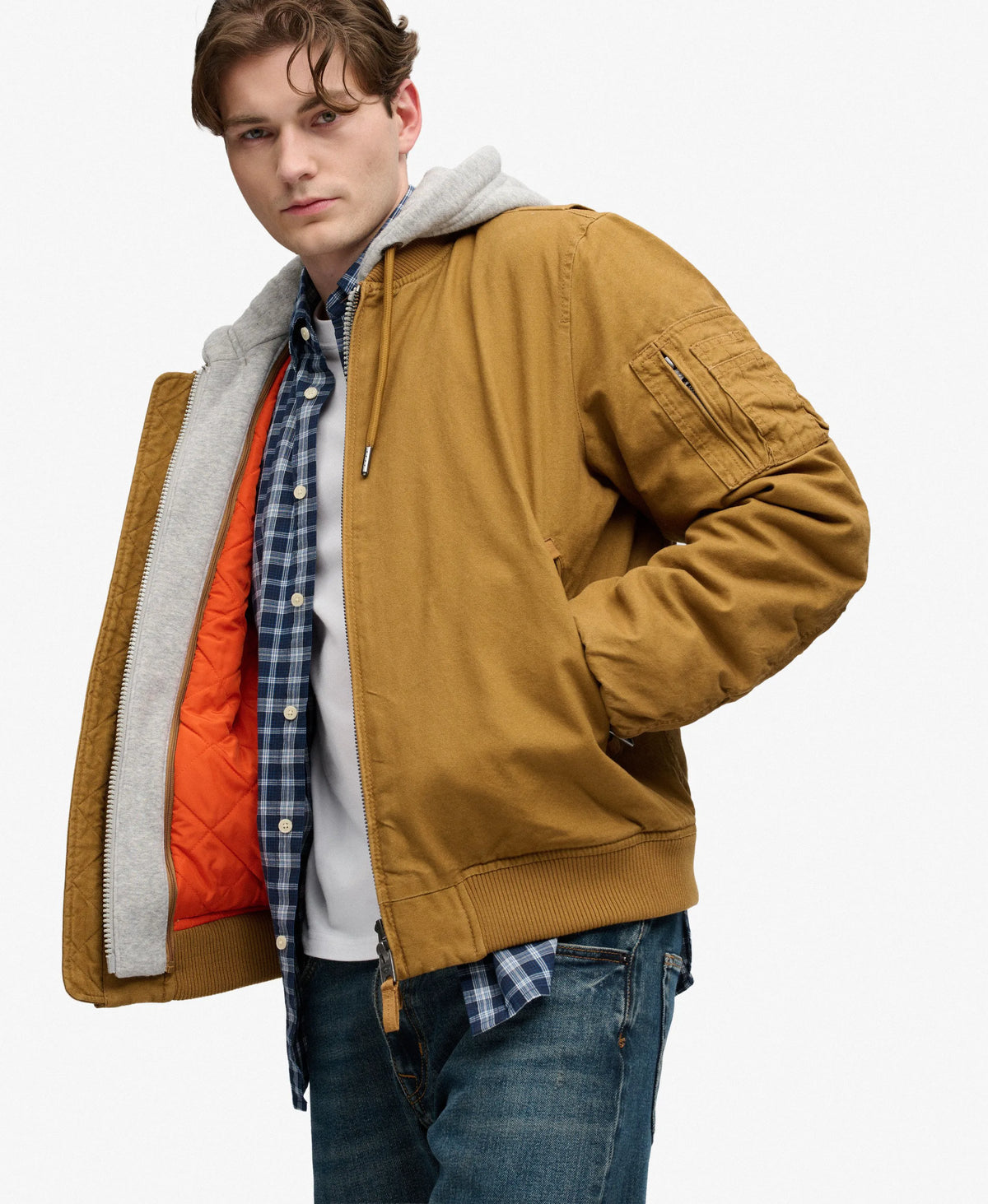 Hooded Canvas MA1 Bomber Jacket