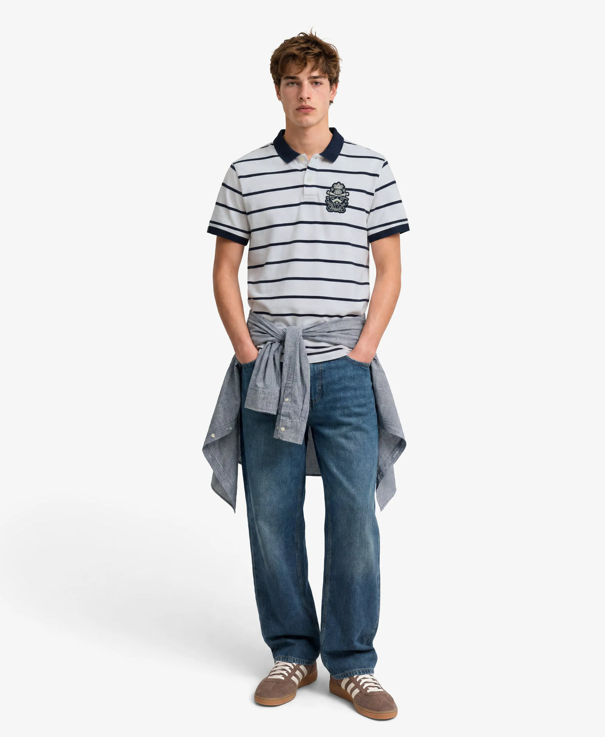 Optic/Navy Stripe