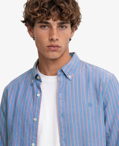 French Blue Stripe/Coral