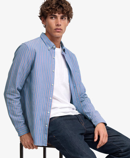 French Blue Stripe/Coral
