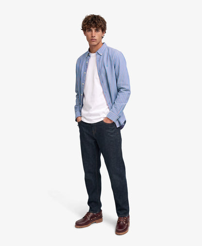 French Blue Stripe/Coral
