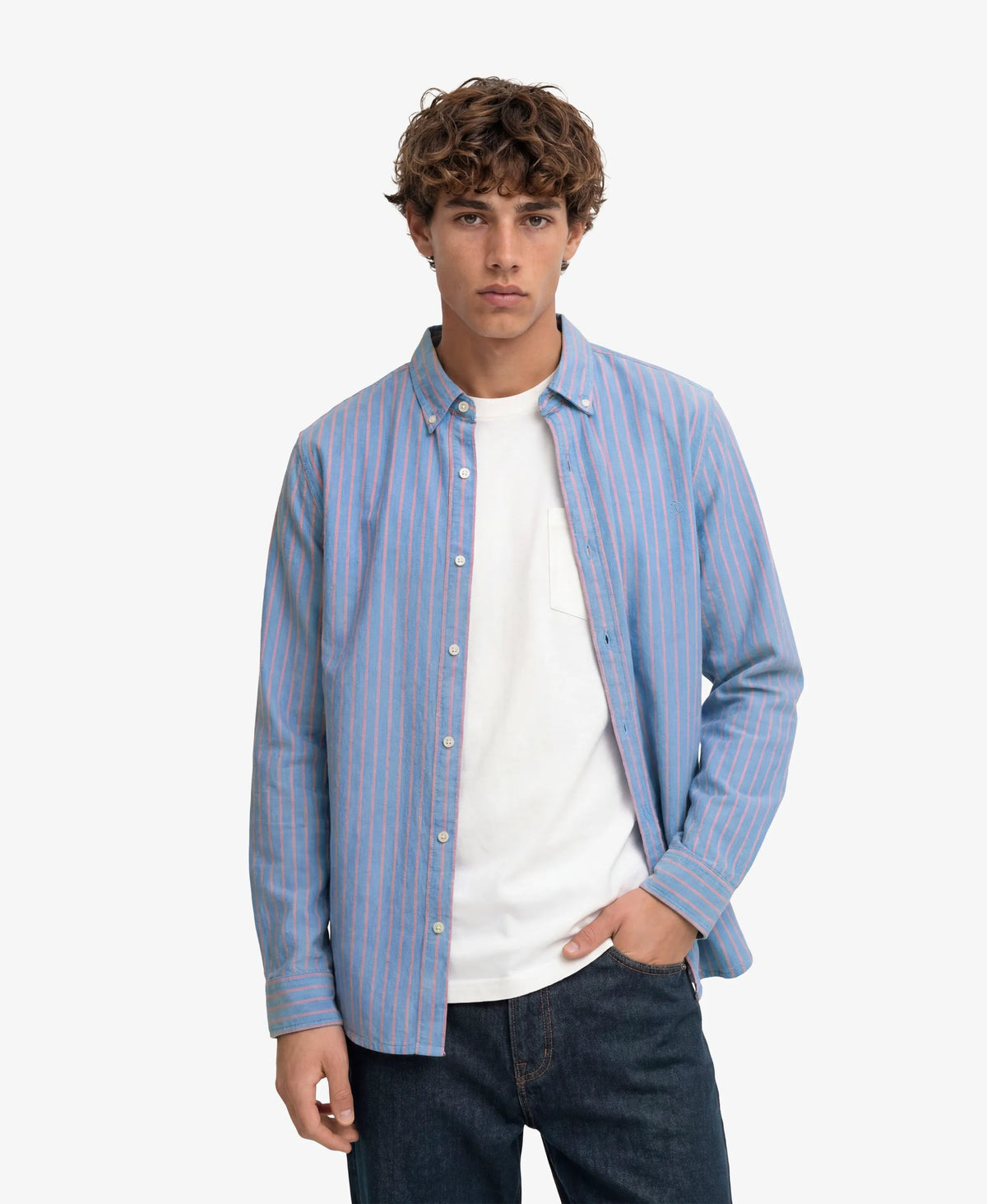 French Blue Stripe/Coral