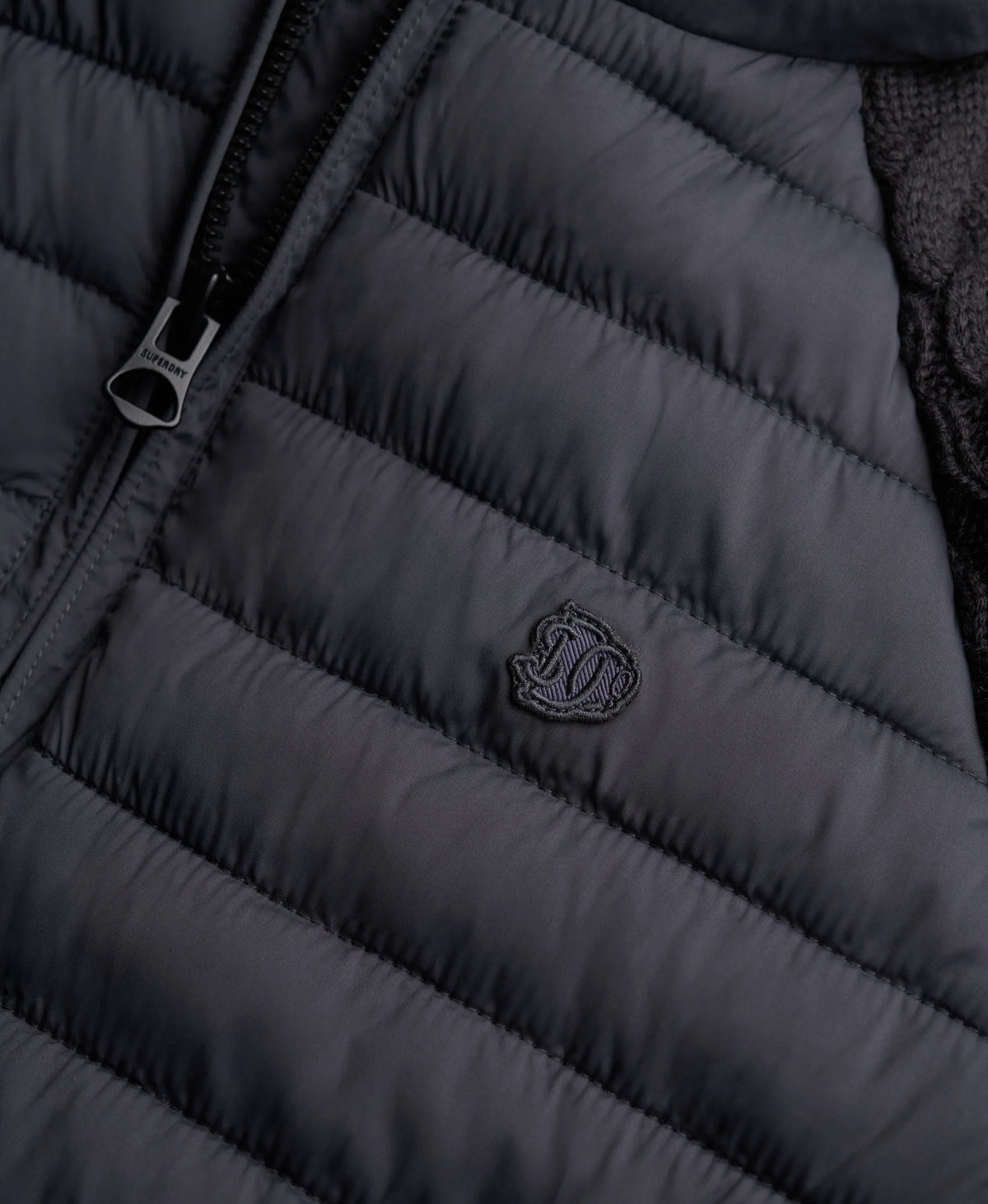 Hooded Cable Knit Hybrid Jacket