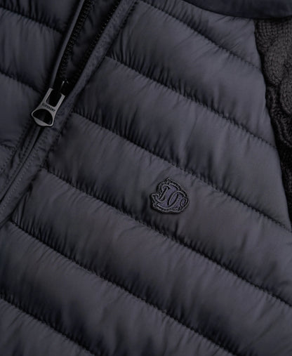 Hooded Cable Knit Hybrid Jacket
