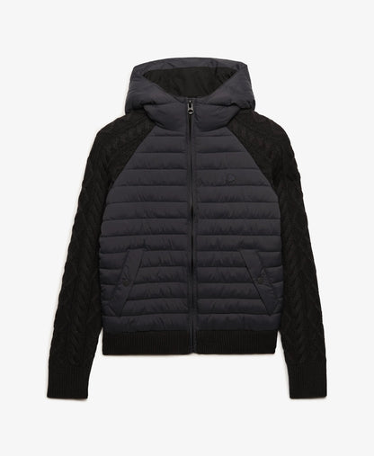 Hooded Cable Knit Hybrid Jacket