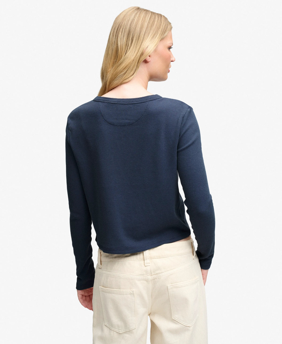 Athletic Essential Waffle Button Long Sleeve Top