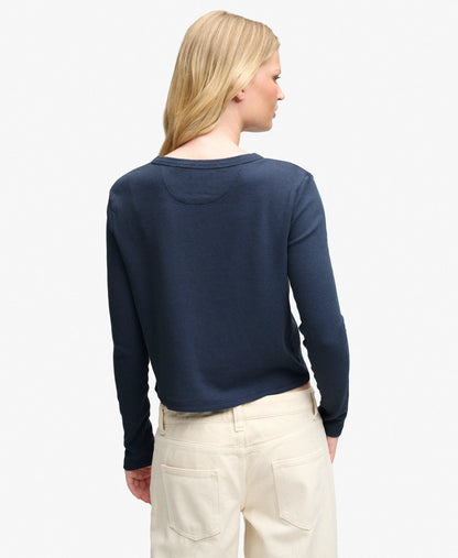 Athletic Essential Waffle Button Long Sleeve Top